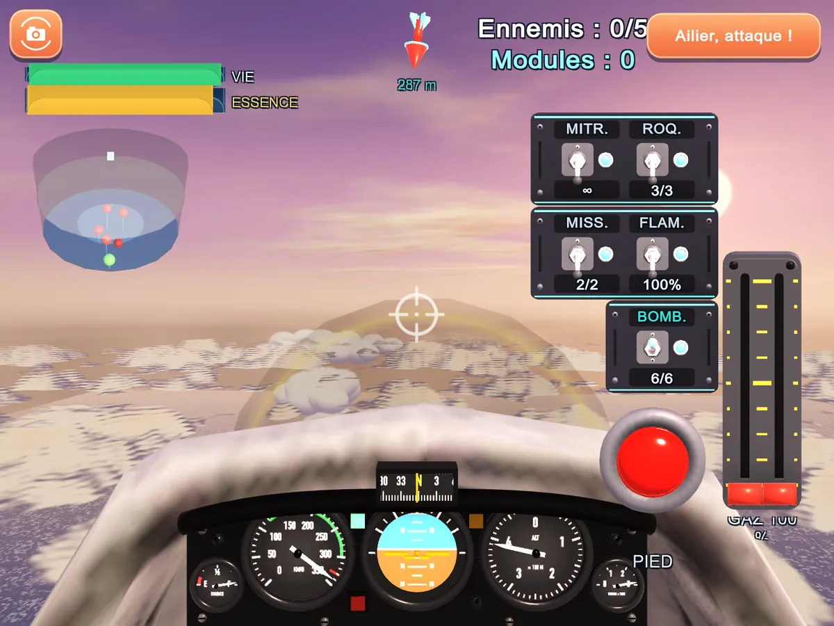 Fighter cockpit view with its dashboard